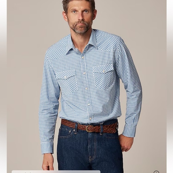 J crew Secret Wash cotton poplin western shirt - Picture 1 of 5
